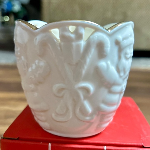 Lenox~ White/Gold • Merry Lights Snowman Votive Tea Light Ceramic Candle • New - Picture 6 of 12